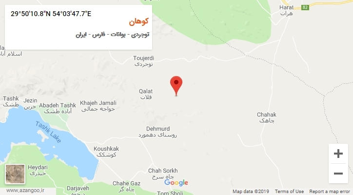 روستای کوهان بر روی نقشه