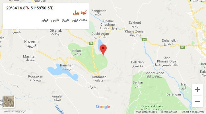 روستای کوه بیل بر روی نقشه