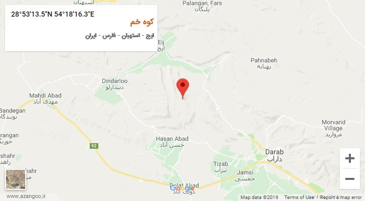روستای کوه خم بر روی نقشه