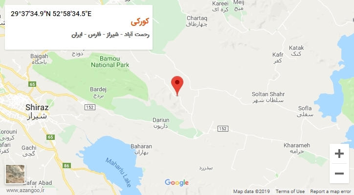 روستای کورکی بر روی نقشه