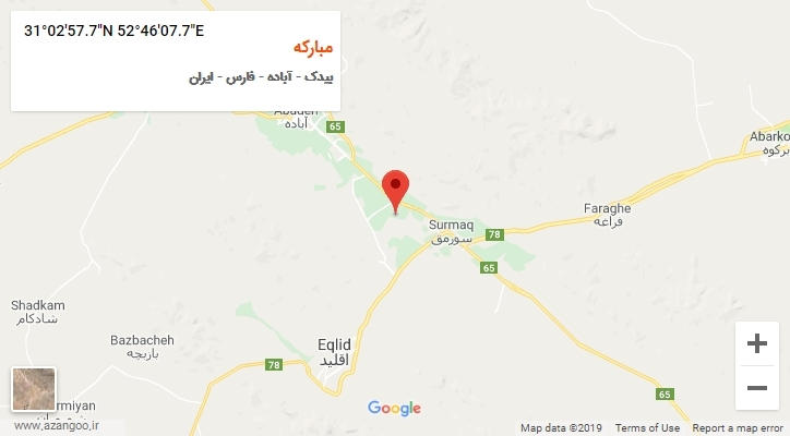 روستای مبارکه بر روی نقشه