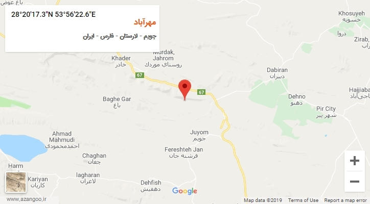 روستای مهرآباد بر روی نقشه