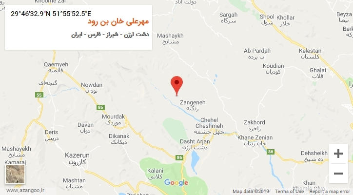 روستای مهرعلی خان بن رود بر روی نقشه
