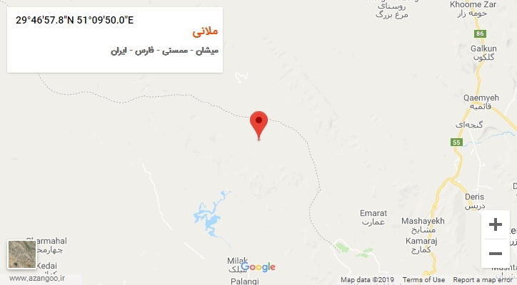 روستای ملانی بر روی نقشه