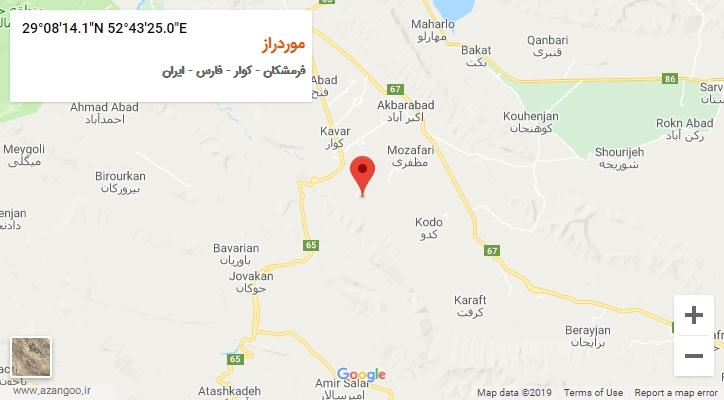 روستای موردراز بر روی نقشه