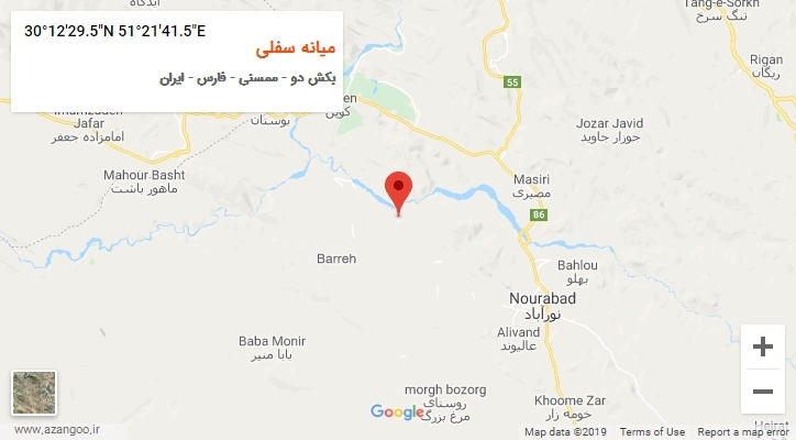 روستای میانه سفلی بر روی نقشه