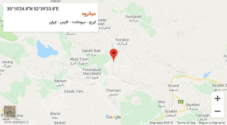 روستای میانرود بر روی نقشه