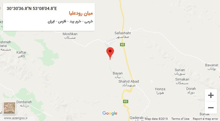 روستای میان رودعلیا بر روی نقشه