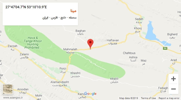 روستای مینا بر روی نقشه