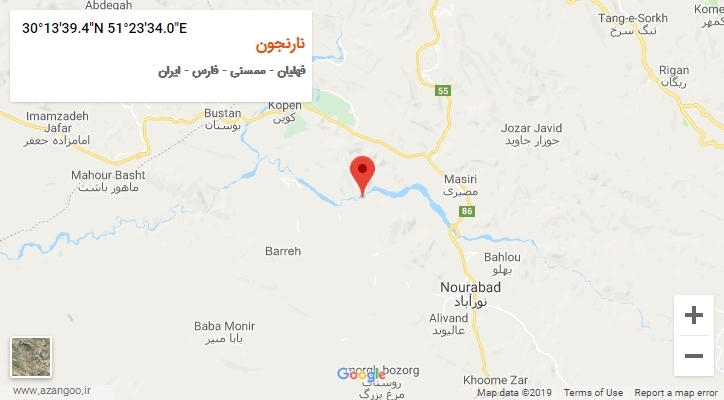 روستای نارنجون بر روی نقشه