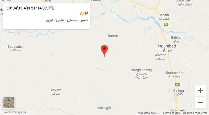 روستای نوان بر روی نقشه