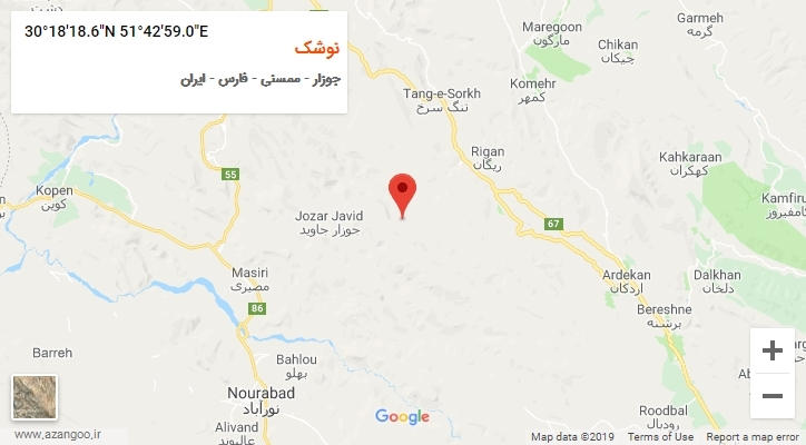 روستای نوشک بر روی نقشه