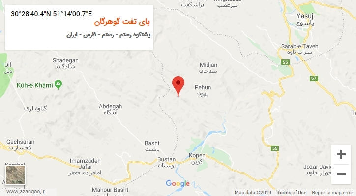 روستای پای تفت گوهرگان بر روی نقشه