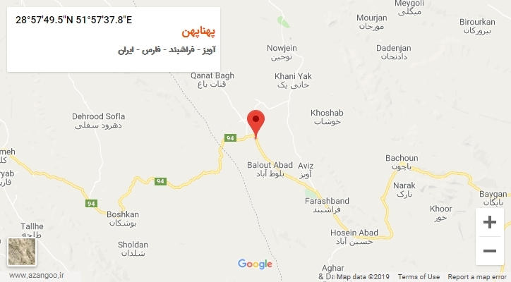 روستای پهناپهن بر روی نقشه