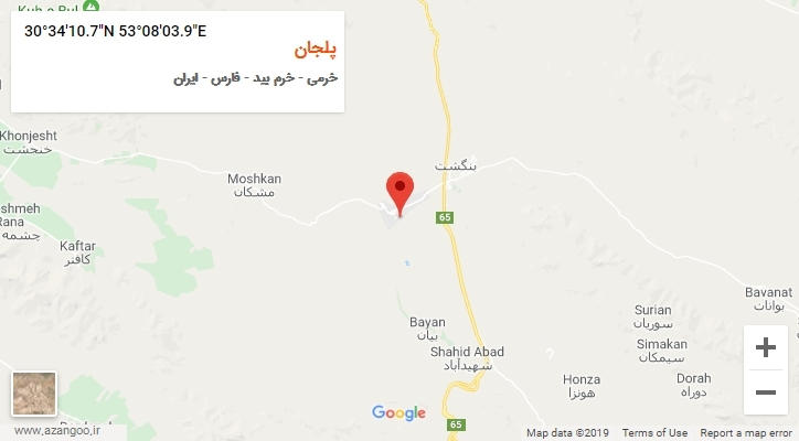 روستای پلجان بر روی نقشه