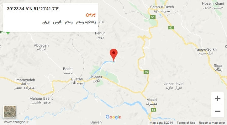 روستای پرین بر روی نقشه