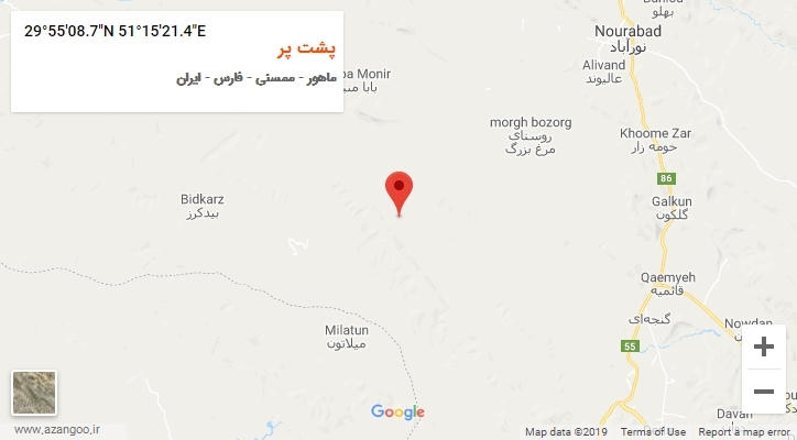 روستای پشت پر بر روی نقشه