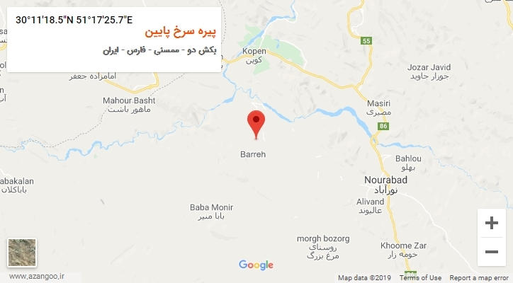 روستای پیره سرخ پایین بر روی نقشه