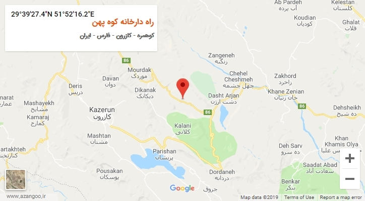 روستای راه دارخانه کوه پهن بر روی نقشه