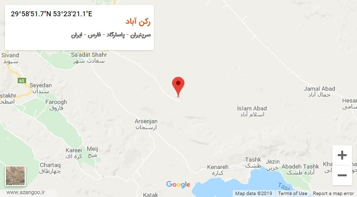 روستای رکن آباد بر روی نقشه