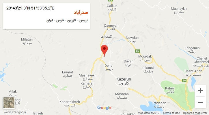 روستای صدرآباد بر روی نقشه