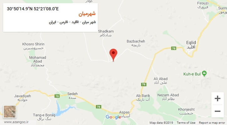 روستای شهرمیان بر روی نقشه