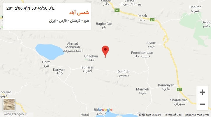 روستای شمس آباد بر روی نقشه