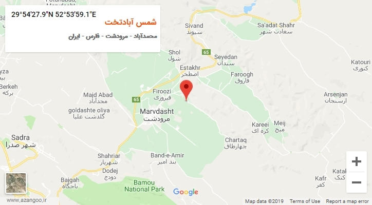 روستای شمس آبادتخت بر روی نقشه