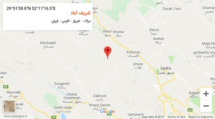 روستای شریف آباد بر روی نقشه