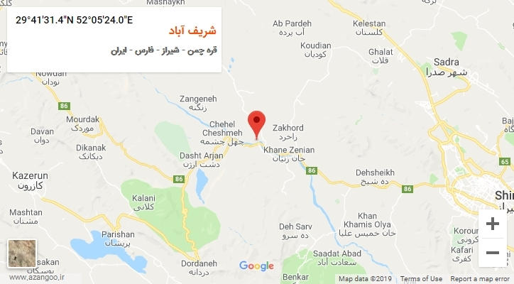 روستای شریف آباد بر روی نقشه