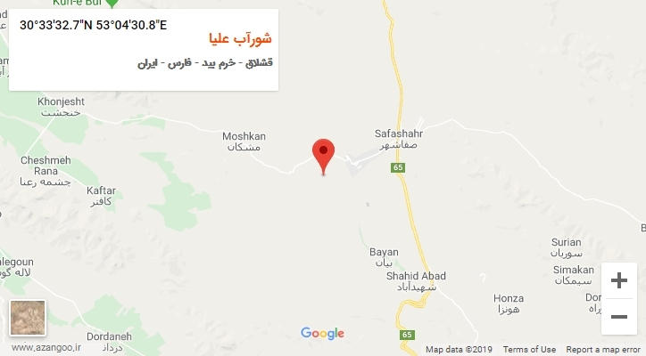 روستای شورآب علیا بر روی نقشه