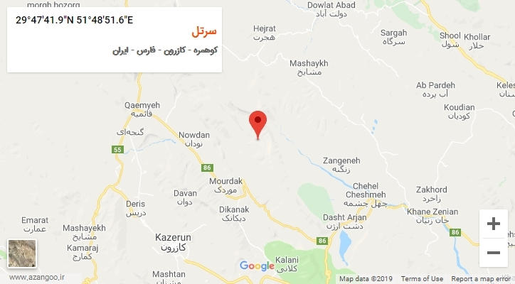 روستای سرتل بر روی نقشه