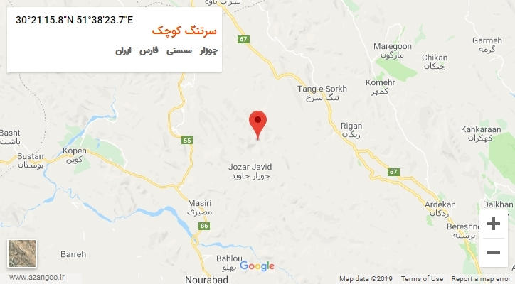 روستای سرتنگ کوچک بر روی نقشه