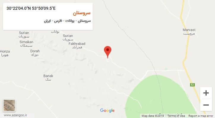 روستای سروستان بر روی نقشه