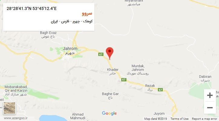 روستای سروو بر روی نقشه