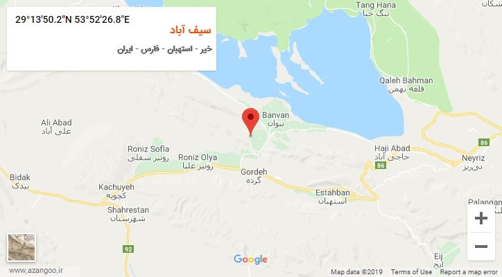 روستای سیف آباد بر روی نقشه