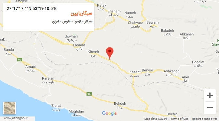 روستای سیگارپایین بر روی نقشه