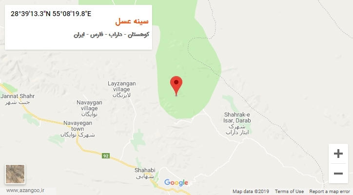 روستای سینه عسل بر روی نقشه