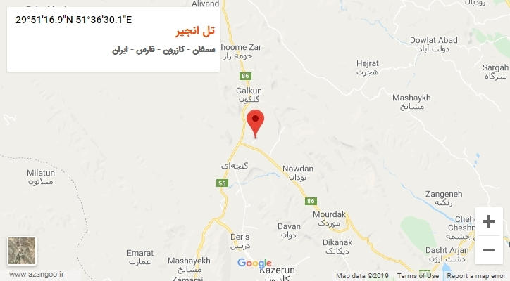 روستای تل انجیر بر روی نقشه