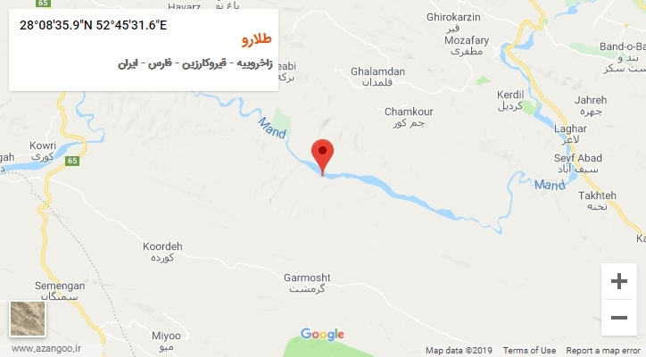 روستای طلارو بر روی نقشه