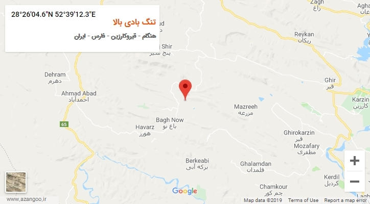 روستای تنگ بادی بالا بر روی نقشه