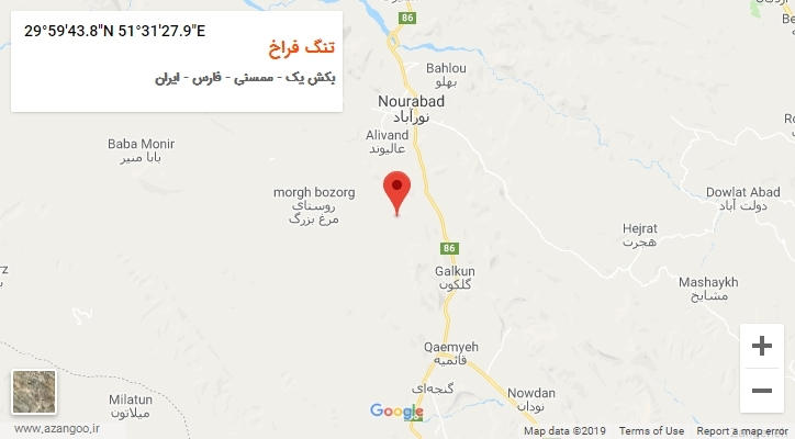 روستای تنگ فراخ بر روی نقشه