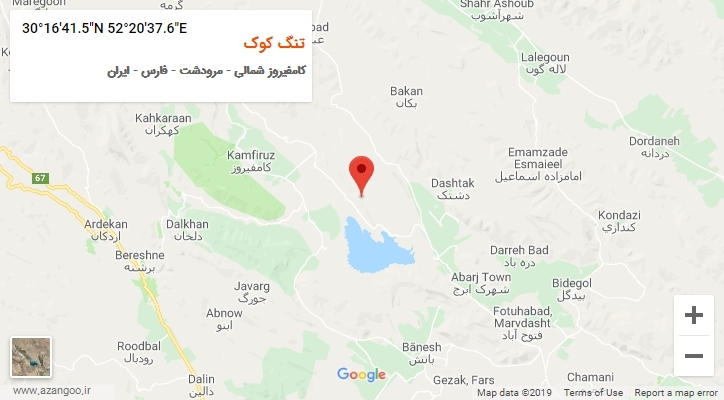 روستای تنگ کوک بر روی نقشه