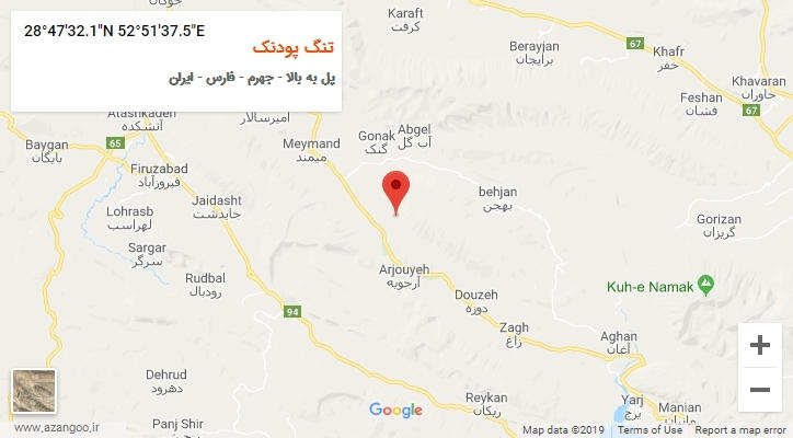 روستای تنگ پودنک بر روی نقشه