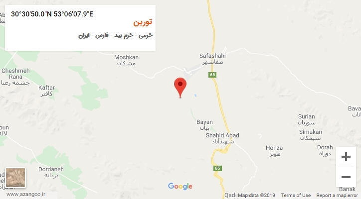 روستای تورین بر روی نقشه