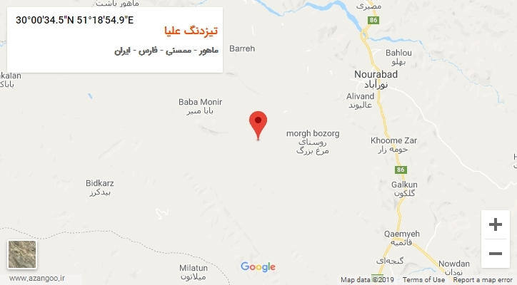 روستای تیزدنگ علیا بر روی نقشه