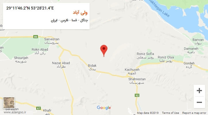 روستای ولی آباد بر روی نقشه