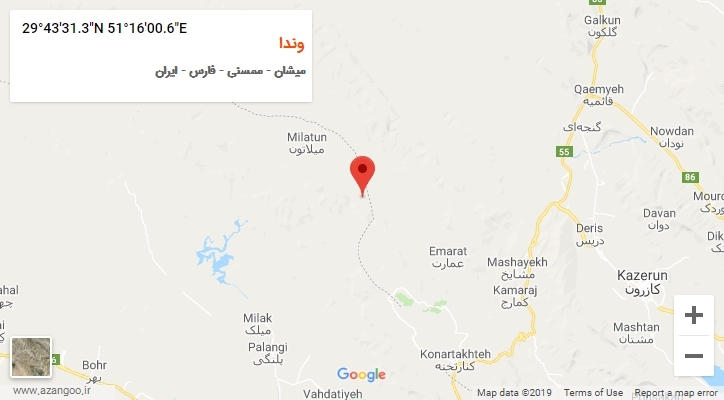 روستای وندا بر روی نقشه