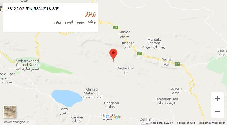 روستای زردزار بر روی نقشه