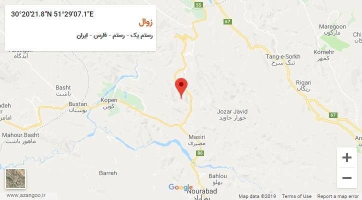 روستای زوال بر روی نقشه